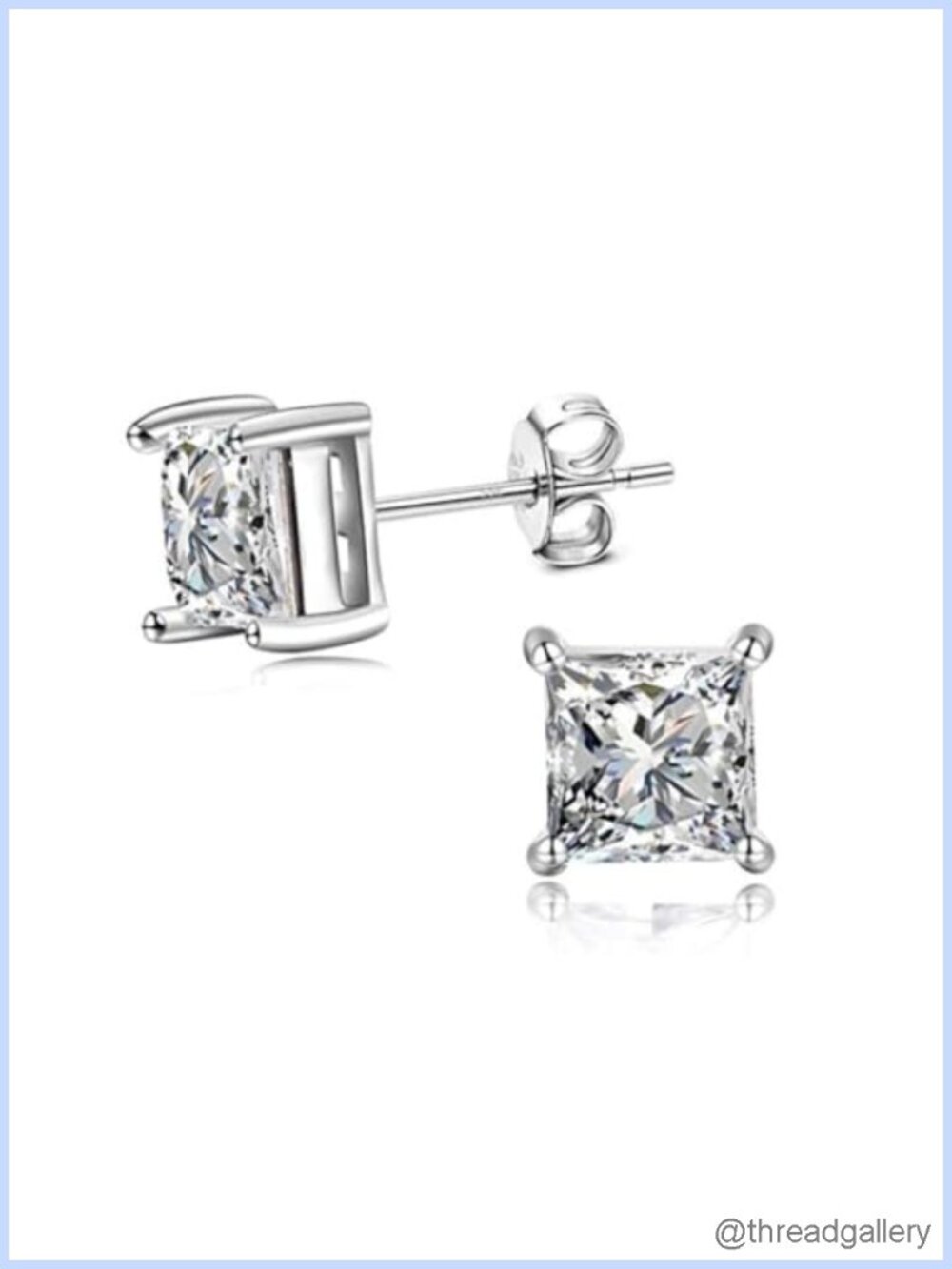 Real 925 Sterling Silver Square Clear CZ Stud Earrings 4mm Dainty Sparkle